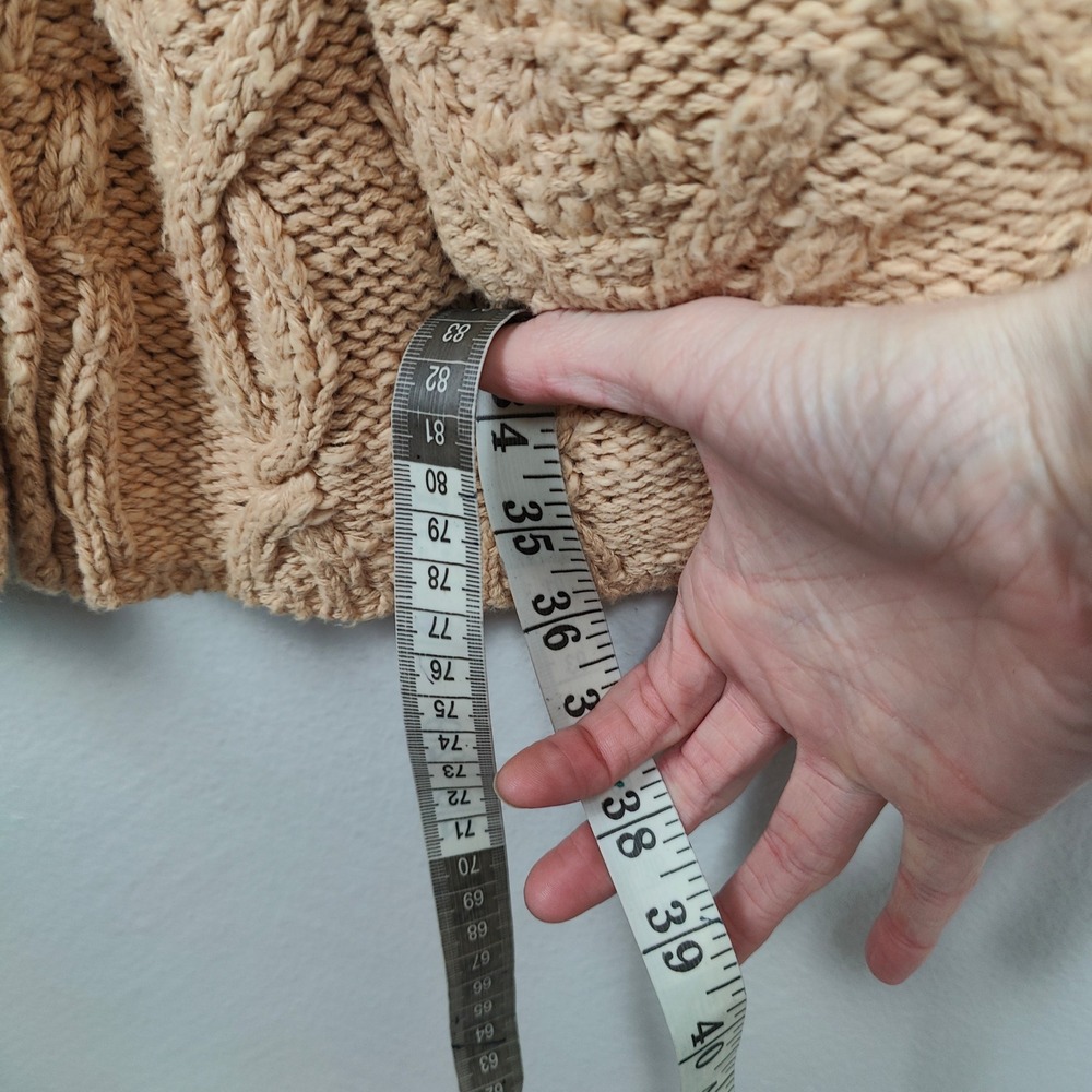 Free People Montana Cable‎ Knit Cardigan Sweater Womens Small Tan Oversized Boho - Picture 7 of 12